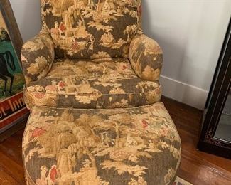 Pair of Key City chairs with ottoman. $250.00/chair