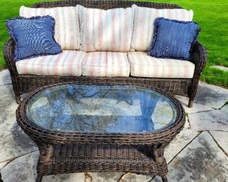 All Weather wicker sofa & coffee table