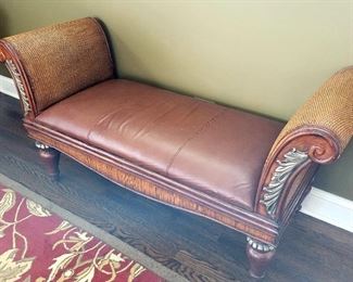 bench, Walter E. Smithe, leather seat