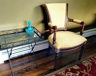 arm chair, sidetable