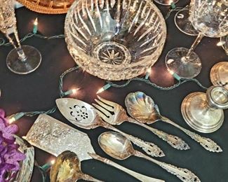 Waterford bowl. silverplate serving pieces