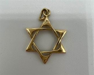 14k Gold Star Of David Pendant