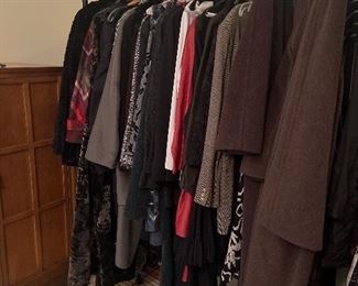 Lots of designer cloths and ladies size 8 shoes many never worn 