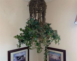 Hanging decorative items with prints