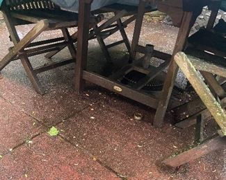 Teak outdoor patio set covered