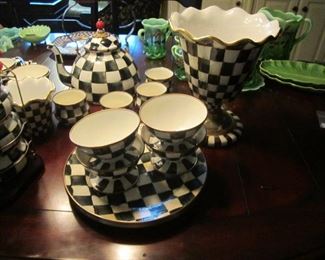 MacKenzie Childs plates, cups, vases, tea pot