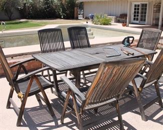 Wood table and chairs for patio