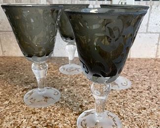 set of four Michael Weems signed goblets