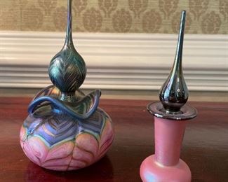 blown art glass original perfume bottles including Daniel Lotton 