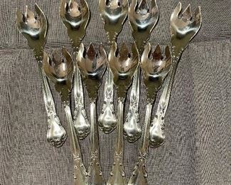 Gorham Chantilly sterling ice cream forks/set 9