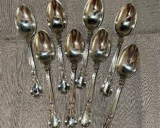 Gorham Chantilly sterling youth spoons set of 8 w/old Gorham marks 