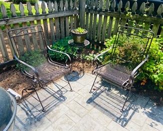 WROUGHT IRON CHAIRS AND TABLE