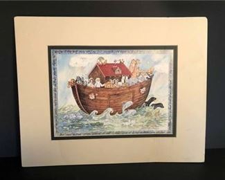 Signed Shirley Jeters Noahs Ark Watercolor