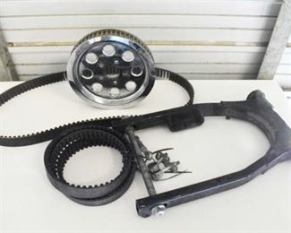 Various Motorcycle Parts with 2 Belts