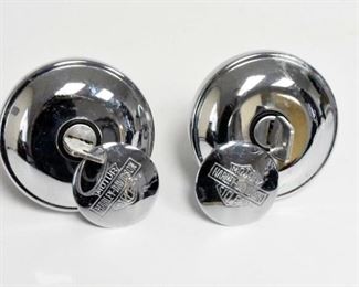 2 Harley Chrome Locking Fuel Caps with Keys