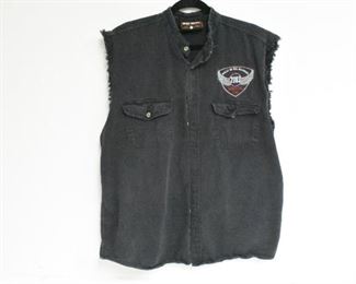 Biker Design Sleeveless Button Up Shirt
