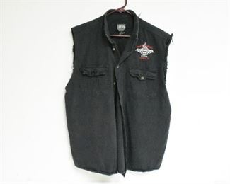 Biker Design Sleeveless Button Up Shirt