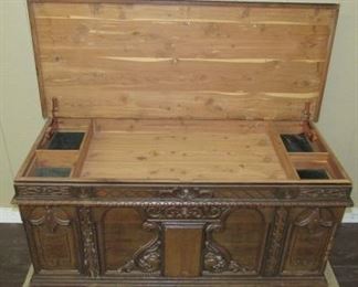Unique Double Cedar Chest - Has Top Compartment & Bottom Compartment
