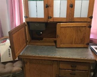 Another 'Hoosier style Kitchen cabinet... w/ the sifter and the slag glass in the doors.