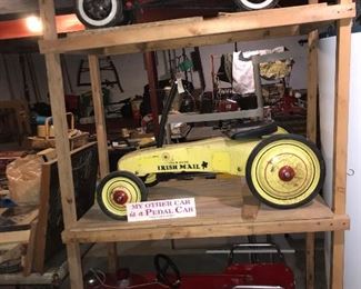 Top - Fire Chief #503 pedal car.
Middle - Irish Mail pedal car, 
Bottom- Fire Fighter #508 pedal car.