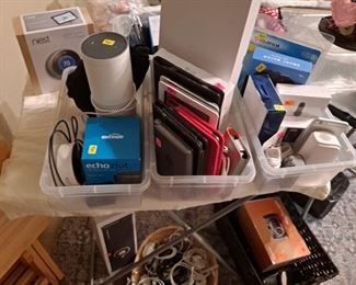 Small electronics, Amazon echo, nook, Kindle, Bluetooth speakers, digital camera 