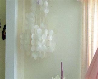 Shorter, second, Capiz hanging lamp