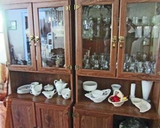 Pair of lighted cabinets