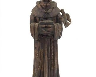 Older Carved Wood St. Francis of Assisi Statue
