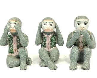 Chinese Ceramic 3 Monkeys See, Hear, Speak
