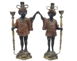 Pair Rococo Style Blackamoor Candle Holders
