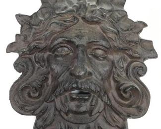 Patinated Cast Iron Green Man Plaque
