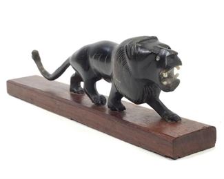 Carved & Stained Bone Lion From Trivandrum India
