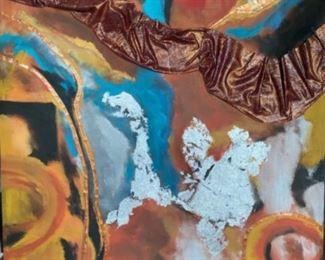 Commissioned Abstract Art on Canvas by Cyndi Jacobs   54"w x 72 1/2 "h