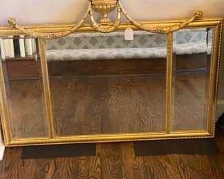Ethan Allen Gilded Traditional Three Section Mirror.     46”W x 33”H