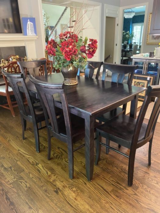Cote De Centre Mersier Wood Dining Table with Leaf and 6 Chairs 36"W x 60"L x 30 1/2"H
