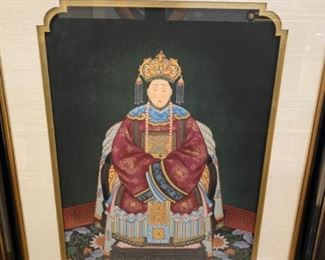 Ethan Allen Original Hand Painted Water Color on Silk.     32 1/4" W x 43 1/2"H