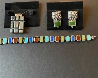 .925 Thailand Pendant,  .925 Silver Bracelet, .925 Silver earrings