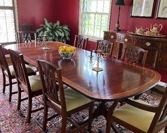 Henkel Harris mahogany dining table and chairs