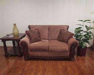 Ashley Furniture Love Seat, End Table, and Decor