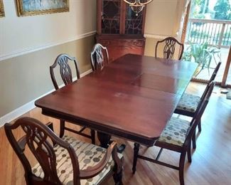 Duncan Phyfe Style Dining Table and 6 Chairs