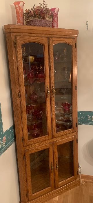 Oak corner cabinet. 