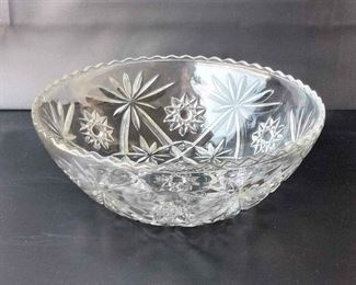04 Anchor Hocking Star Of David Glass Serving Bowl With Scalloped Rim