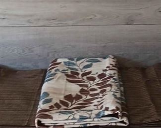 Brown, 1 Cream Color With Blue And Brown Leaves Blackout Curtains