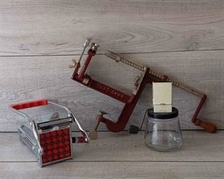 Cast Iron Apple Potato Peeler, Corer, Slicer, And A Vintage Nut Grinder