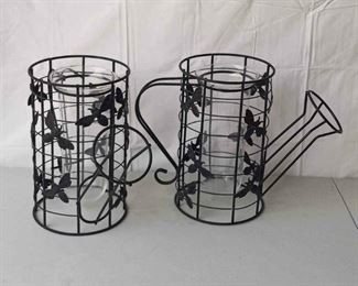 Iron Wire Watering Cans Style Vase With Little Bees