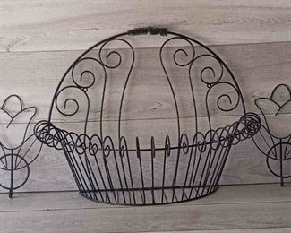 Large Half Circle Metal Wall Hanging Basket, Small Flower Pot Holders