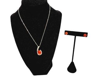 Necklace With Red Stone Earrings Authenticity Unknown