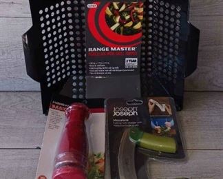 Range Master Porcelain Wok Grill Topper, Mini Slap Chopper, Foldable Herb Knife Chopper