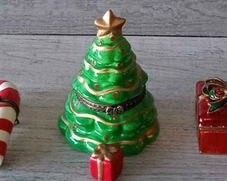 Vintage Candy Cane, Christmas Tree Present Trinket Boxes