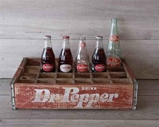 Vintage Dr. Pepper Wooden Create, Dr. Pepper Glass Bottle, Cheerwine Bottles